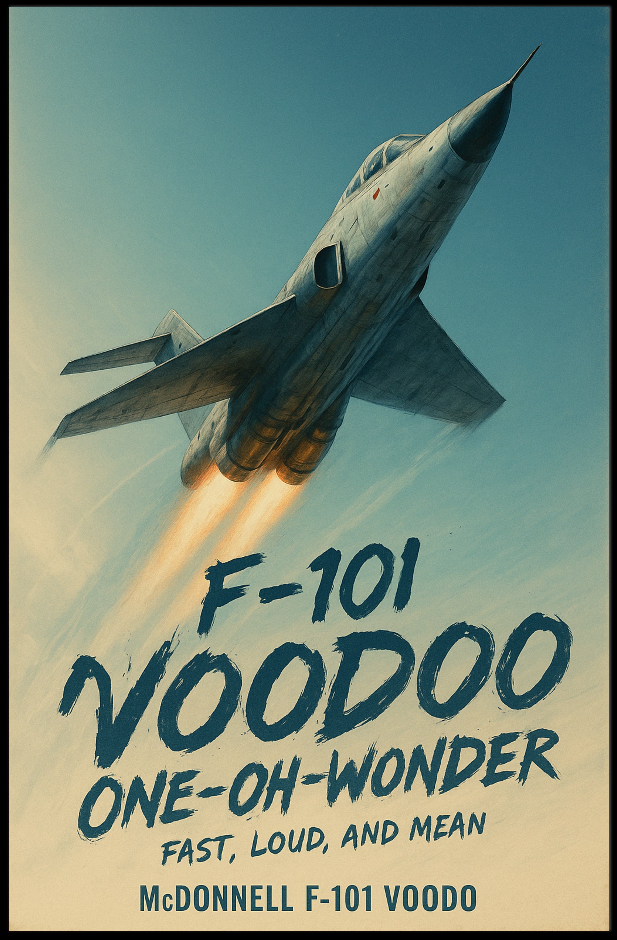 McDonnell F-101 Voodoo Jet Mid-Century Military Poster