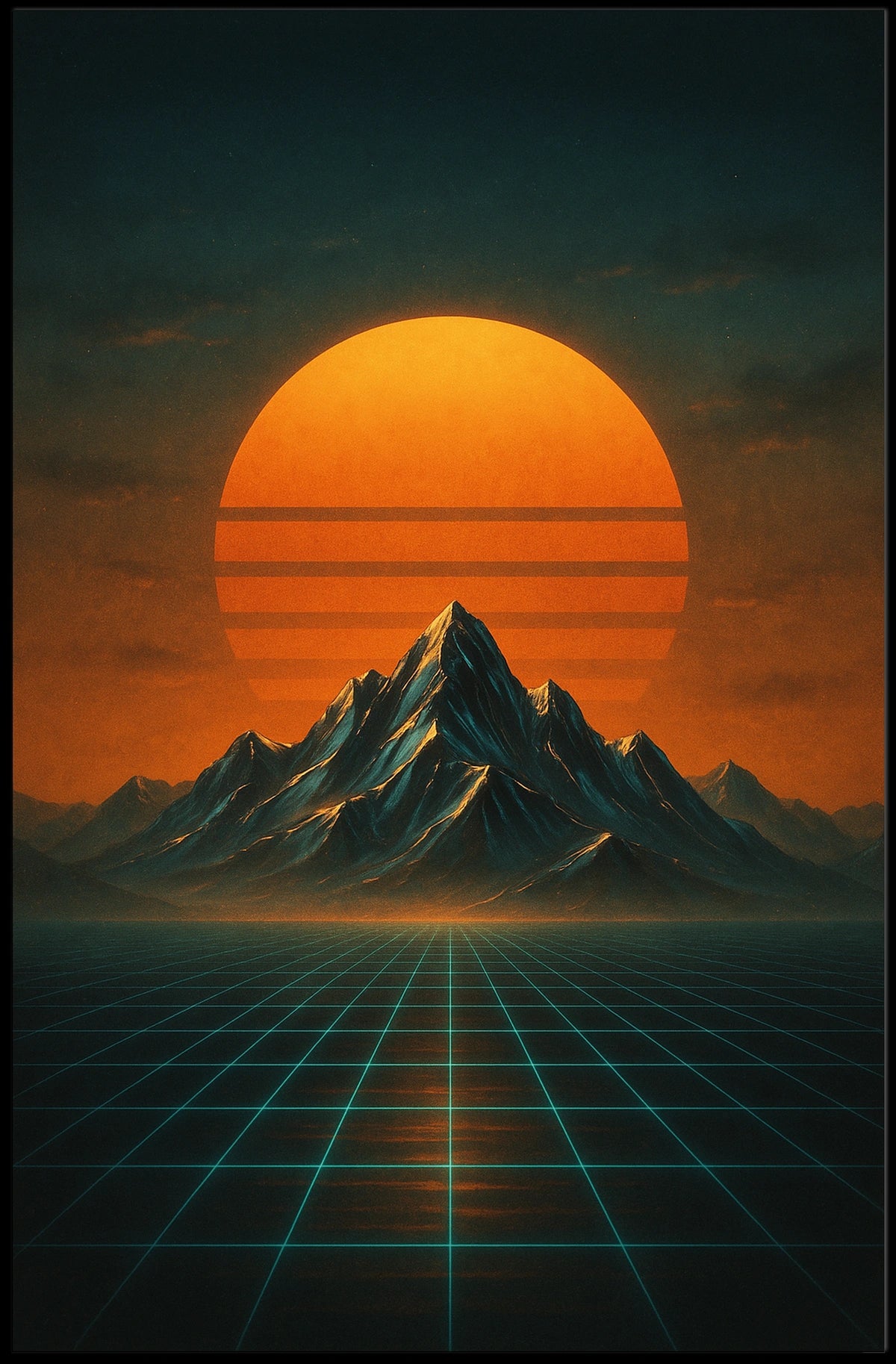 Retro-Futuristic Synthwave Art Print in Futuristic Sci-Fi Poster