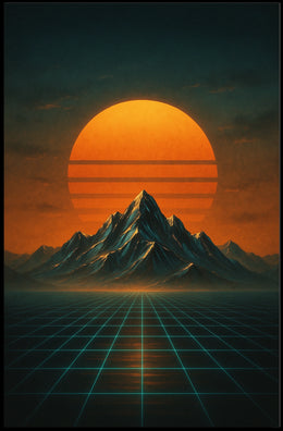 Retro-Futuristic Synthwave Art Print in Futuristic Sci-Fi Poster