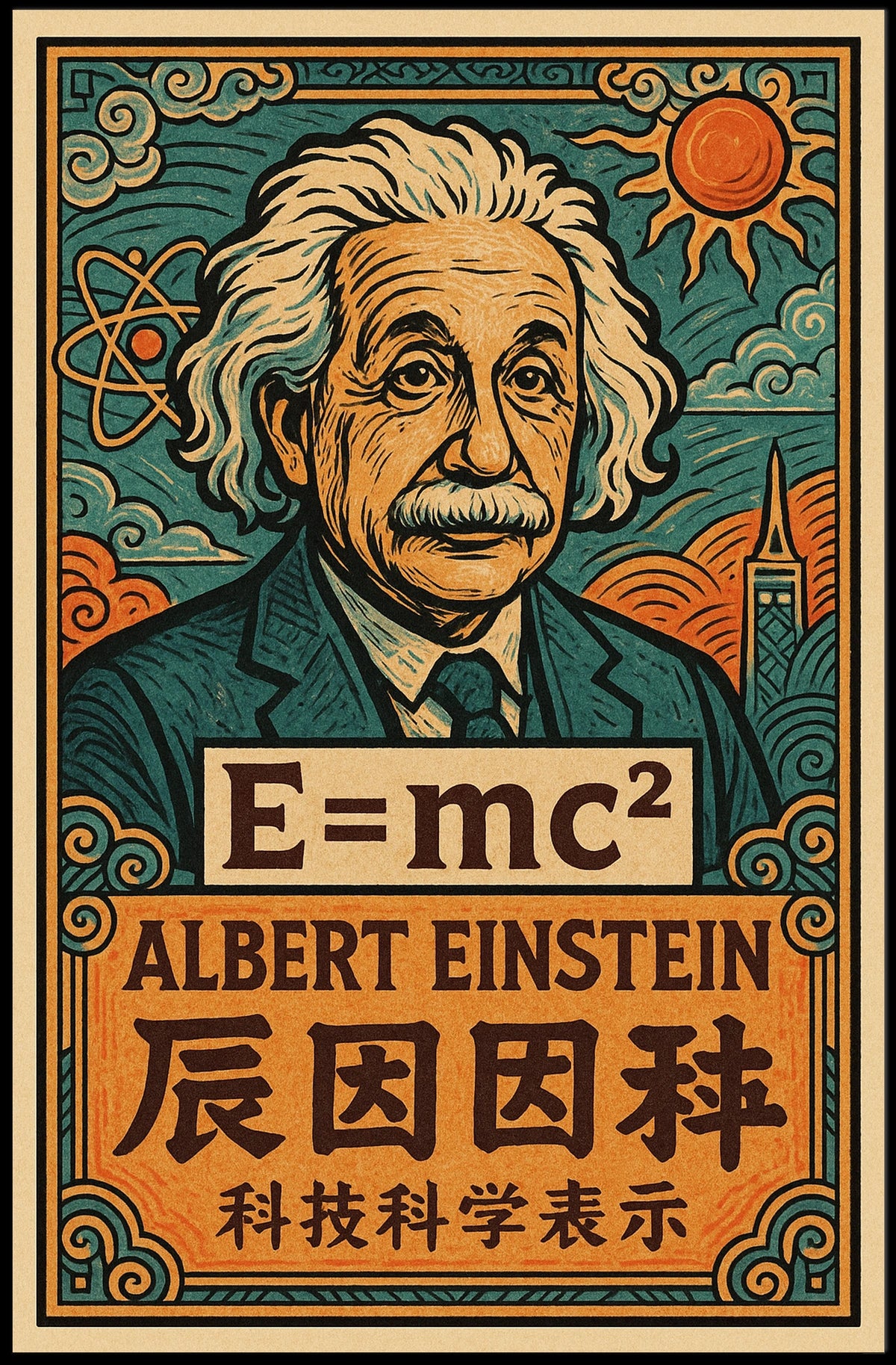 Albert Einstein Icon Science Minimalist Scenic Portrait Wall Art Home Decor Poster