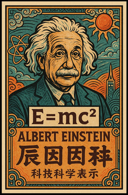 Albert Einstein Icon Science Minimalist Scenic Portrait Wall Art Home Decor Poster