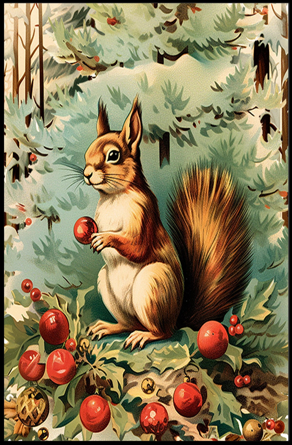 Festive Woodland Squirrel Poster