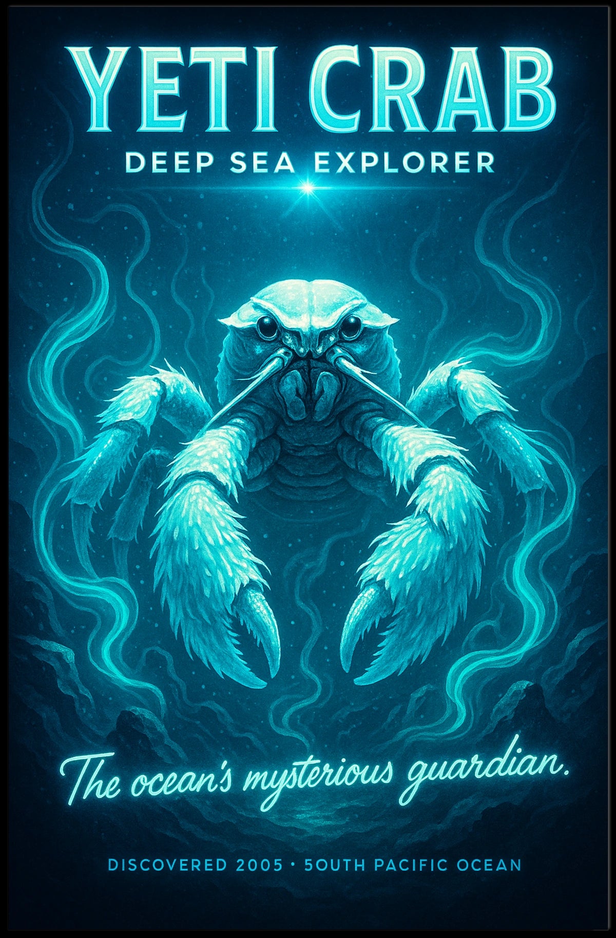 Yeti Crab Deep-Sea Fantasy Illustration Poster