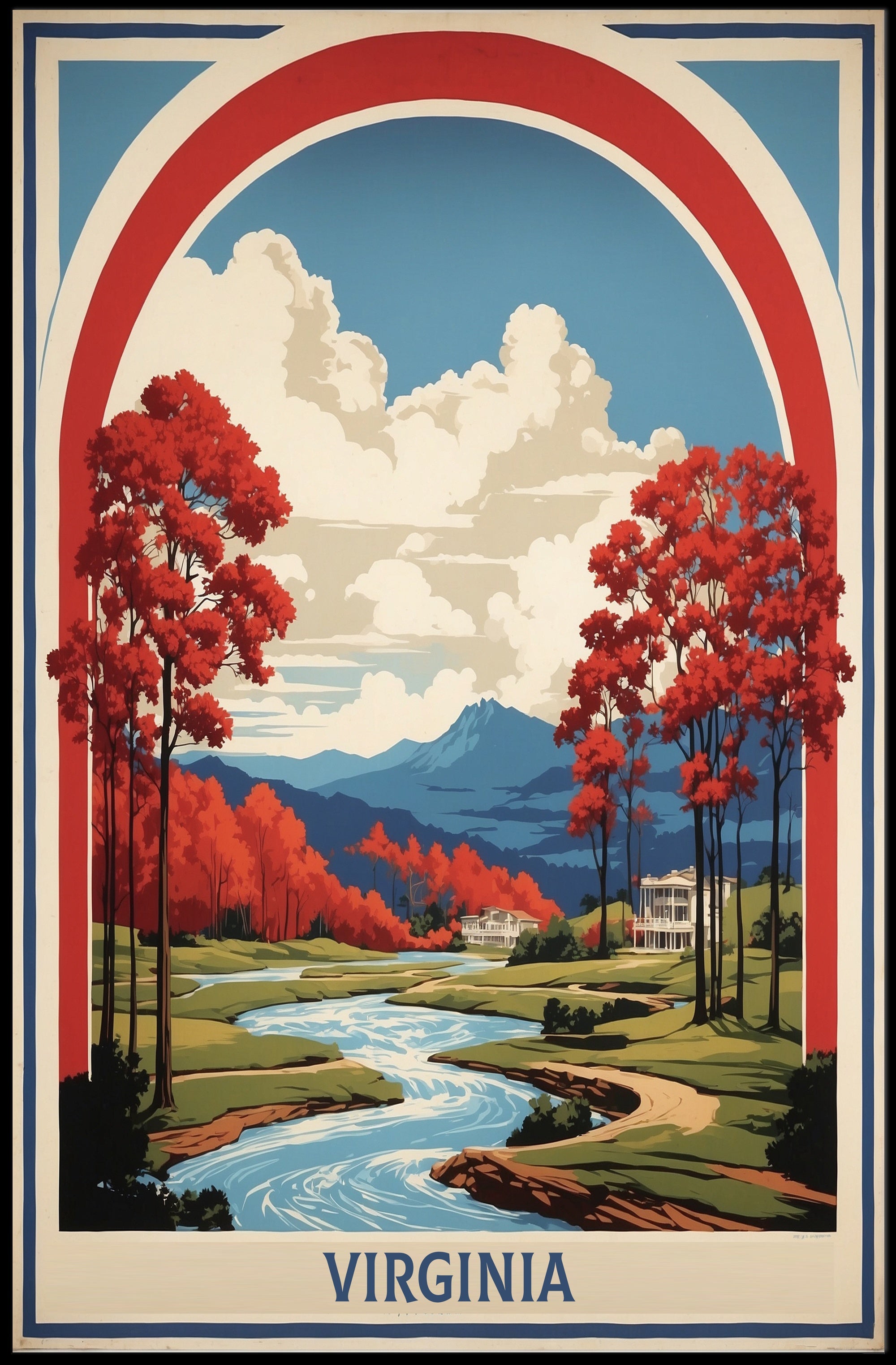 Scenic Virginia Landscape Vintage Art Travel Poster