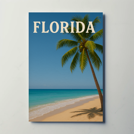 Florida Tropical Beach Scene Vintage Travel Poster