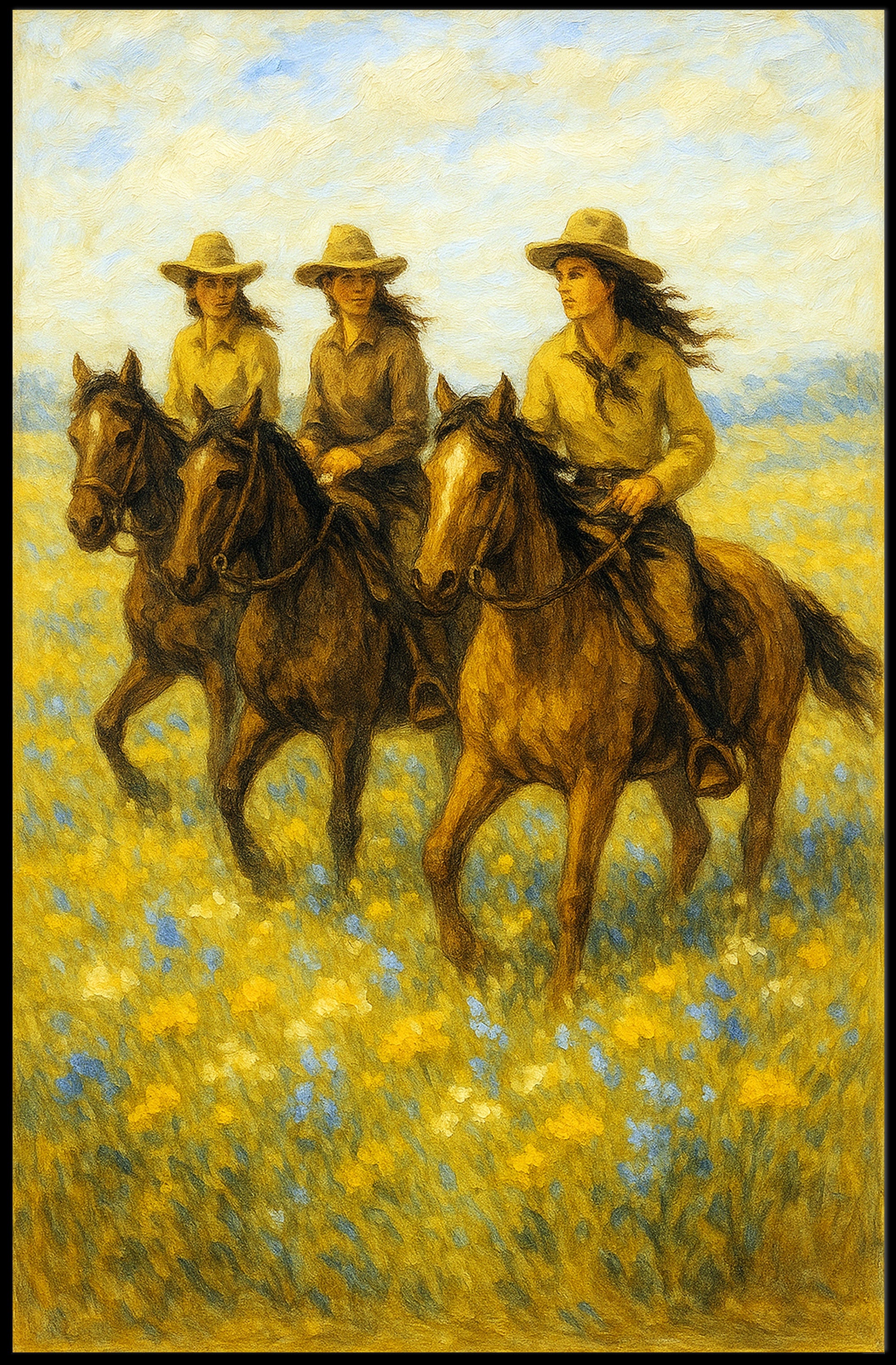 Riders in the Field Poster PosterGoat