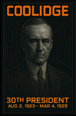 Calvin Coolidge 30th President of the United States Techno Schematic Poster