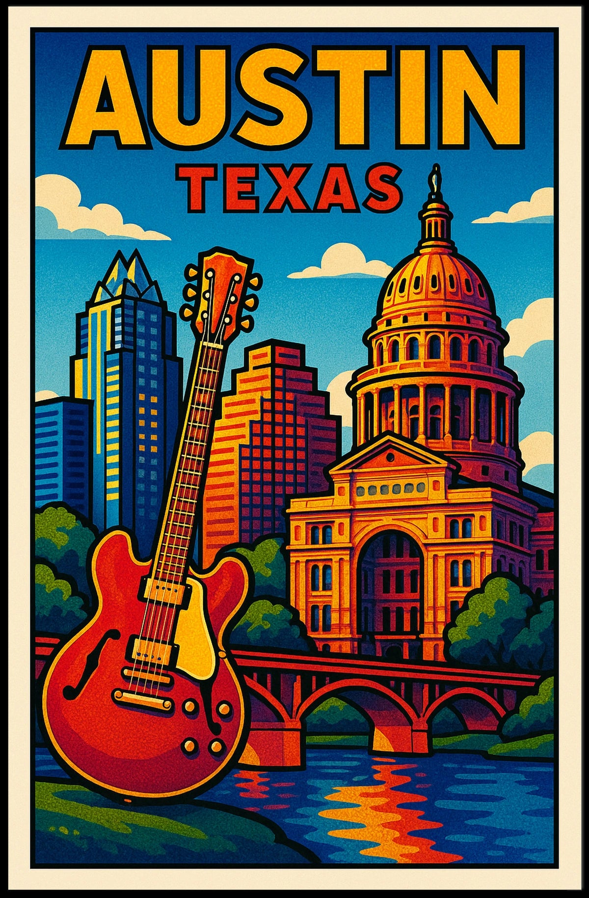 Austin, Texas Vibrant Cityscape Poster