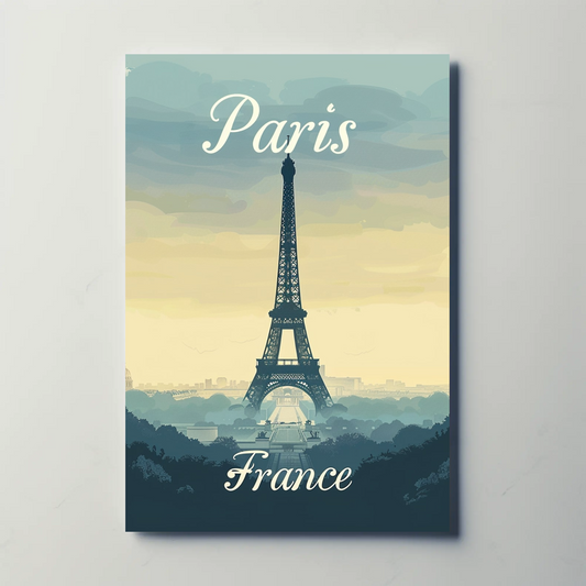 Paris, France - Eiffel Tower Vintage Style Poster