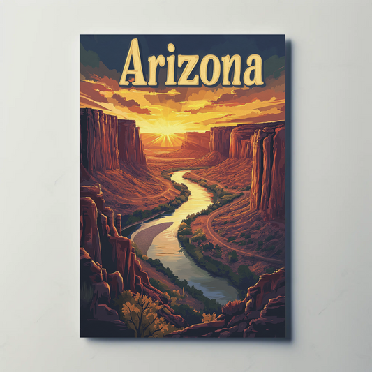 Arizona Vintage Poster - Canyon Sunset