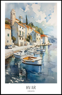 Scenic Harbor View of Hvar Croatia Travel Poster PosterGoat