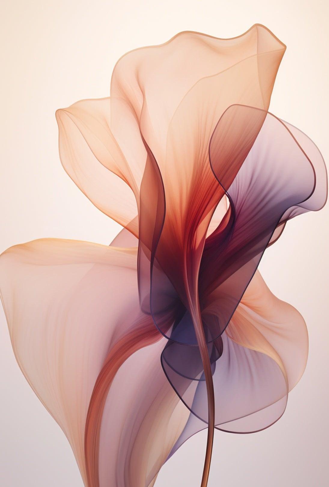 Elegant Floral Abstract: Serene Pastel Art Poster