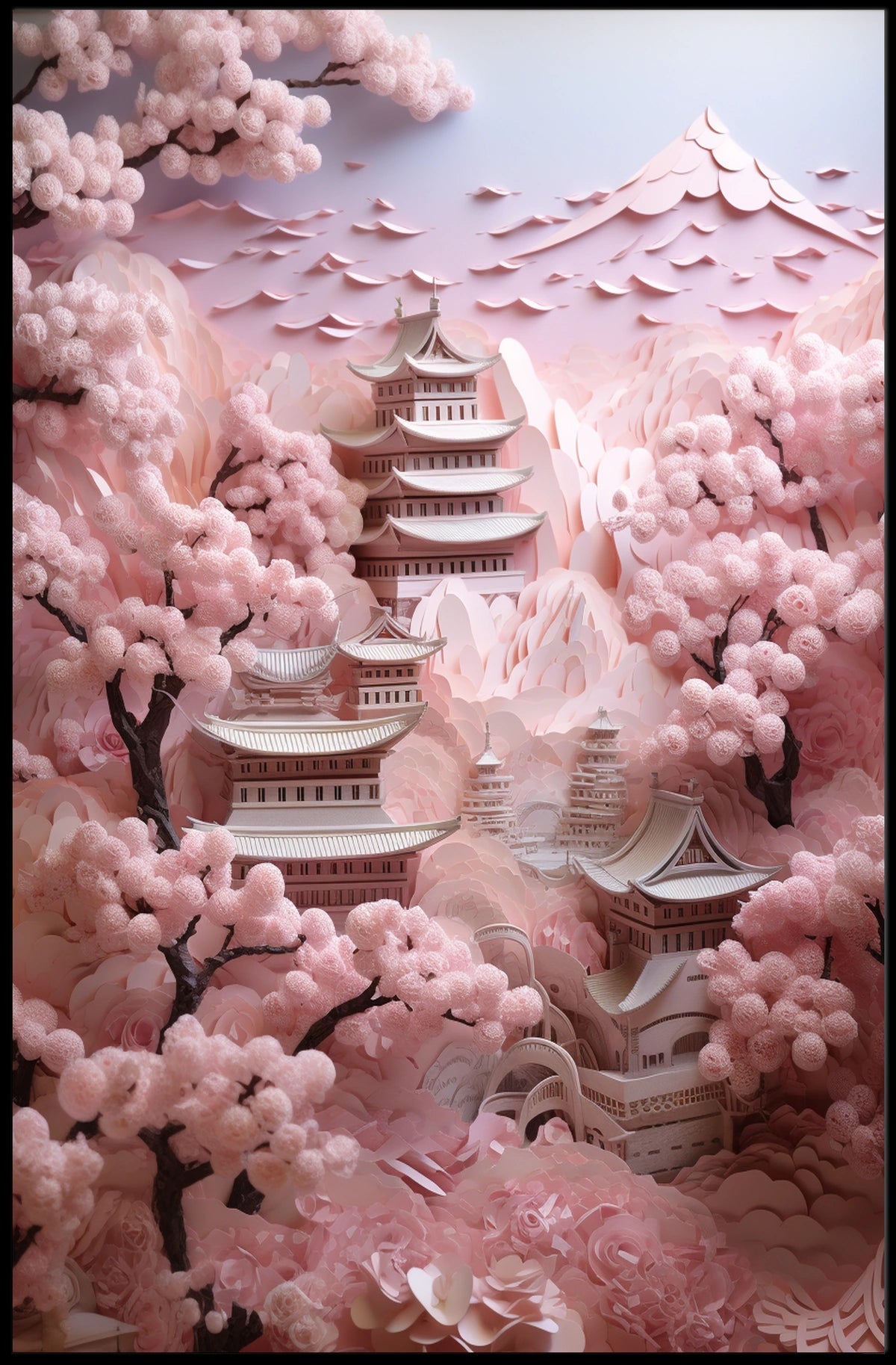 Serene Japanese Architecture in Spring, Cultural or Heritage Poster