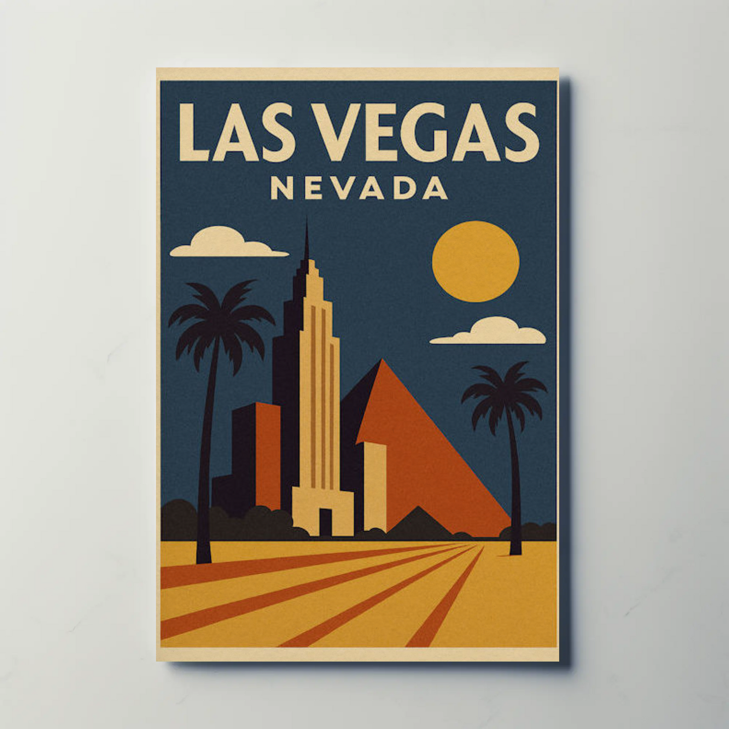 Las Vegas Nevada Geometric Retro Buildings Art Poster