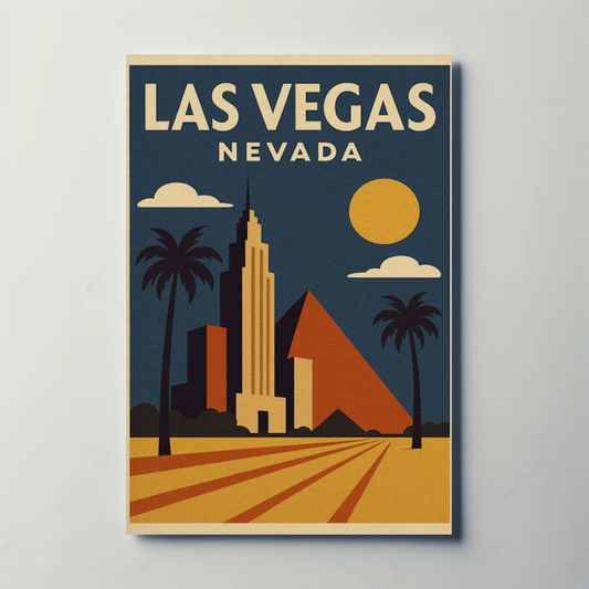 Las Vegas Nevada Geometric Retro Buildings Art Poster
