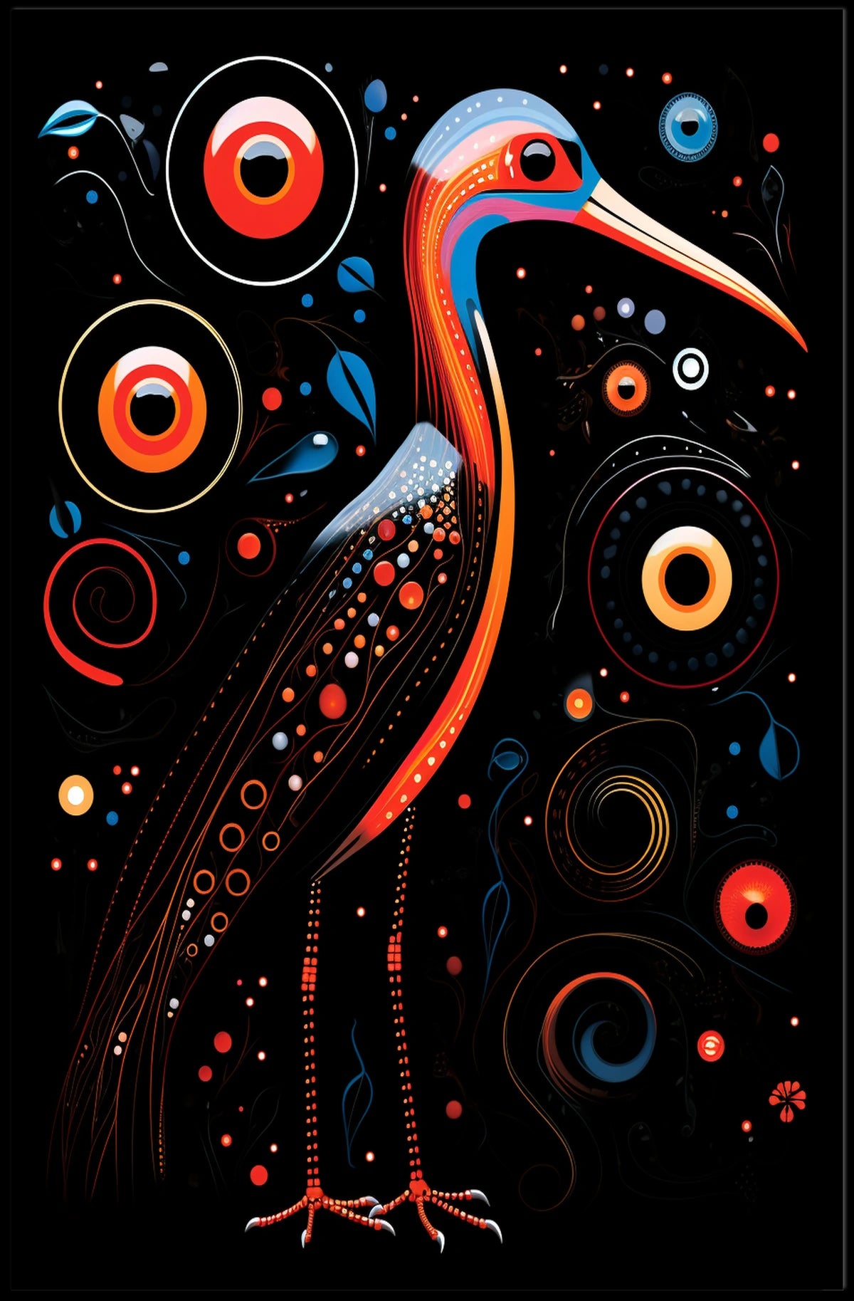 Stylized Bird with Spirals Abstract or Artistic Poster