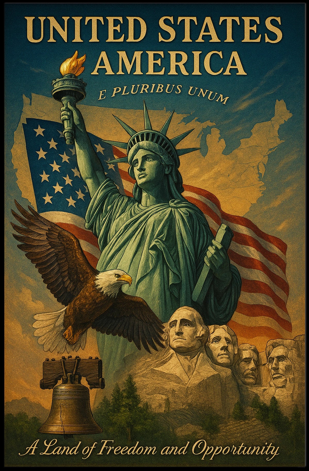 A Land Of Freedom And Opportunity Poster