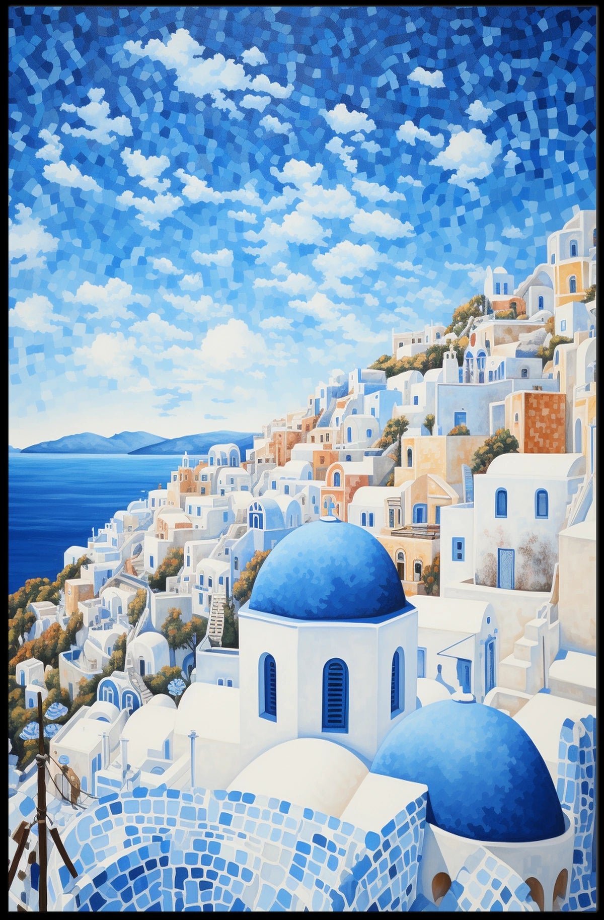Santorini Greece Stunning Scenic Views Travel Poster