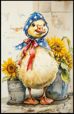 Chubby Goose With Star Spangled Blue Bonnet Poster