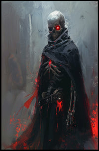 Dark Fantasy Skeleton Poster with Red Accents PosterGoat