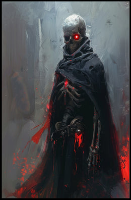 Dark Fantasy Skeleton Poster with Red Accents PosterGoat