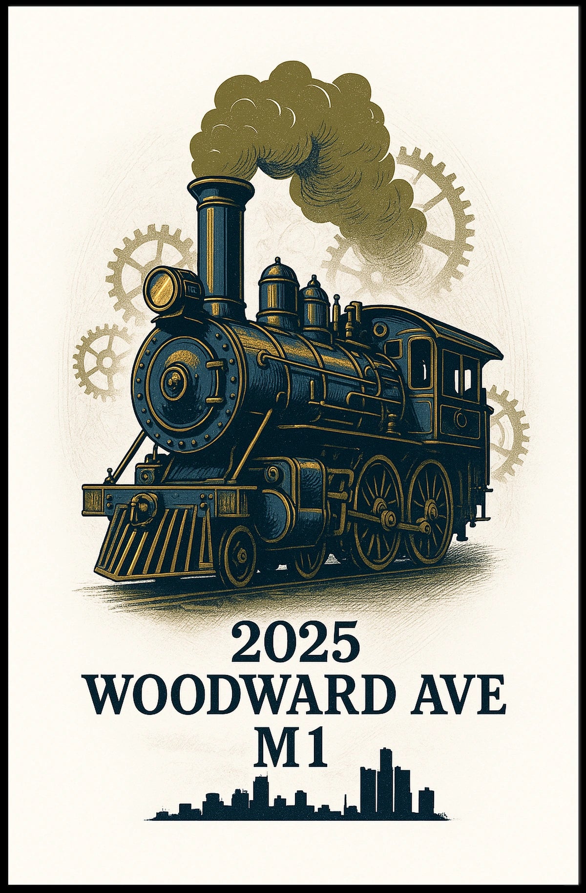 Woodward Ave Steam Engine Poster Poster