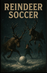 REINDEER SOCCER: Whimsical Holiday Fantasy Poster Art