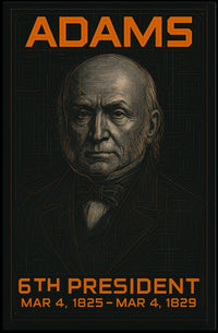 John Quincy Adams 6th President of the United States Techno Schematic Poster