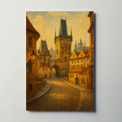 Prague Castle Gate Vintage Travel Poster