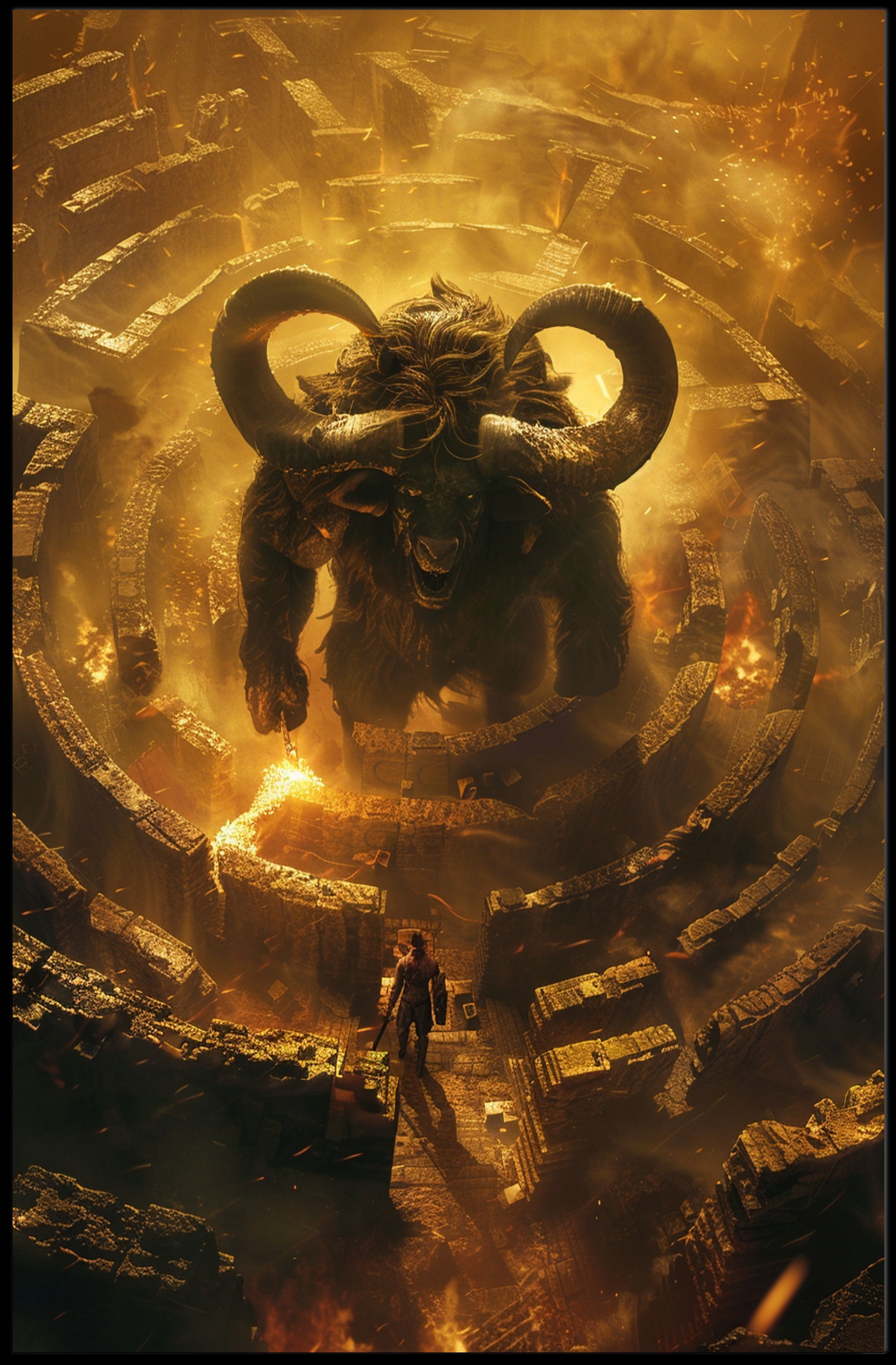 Epic Minotaur Maze Fantasy or Mythology Poster PosterGoat