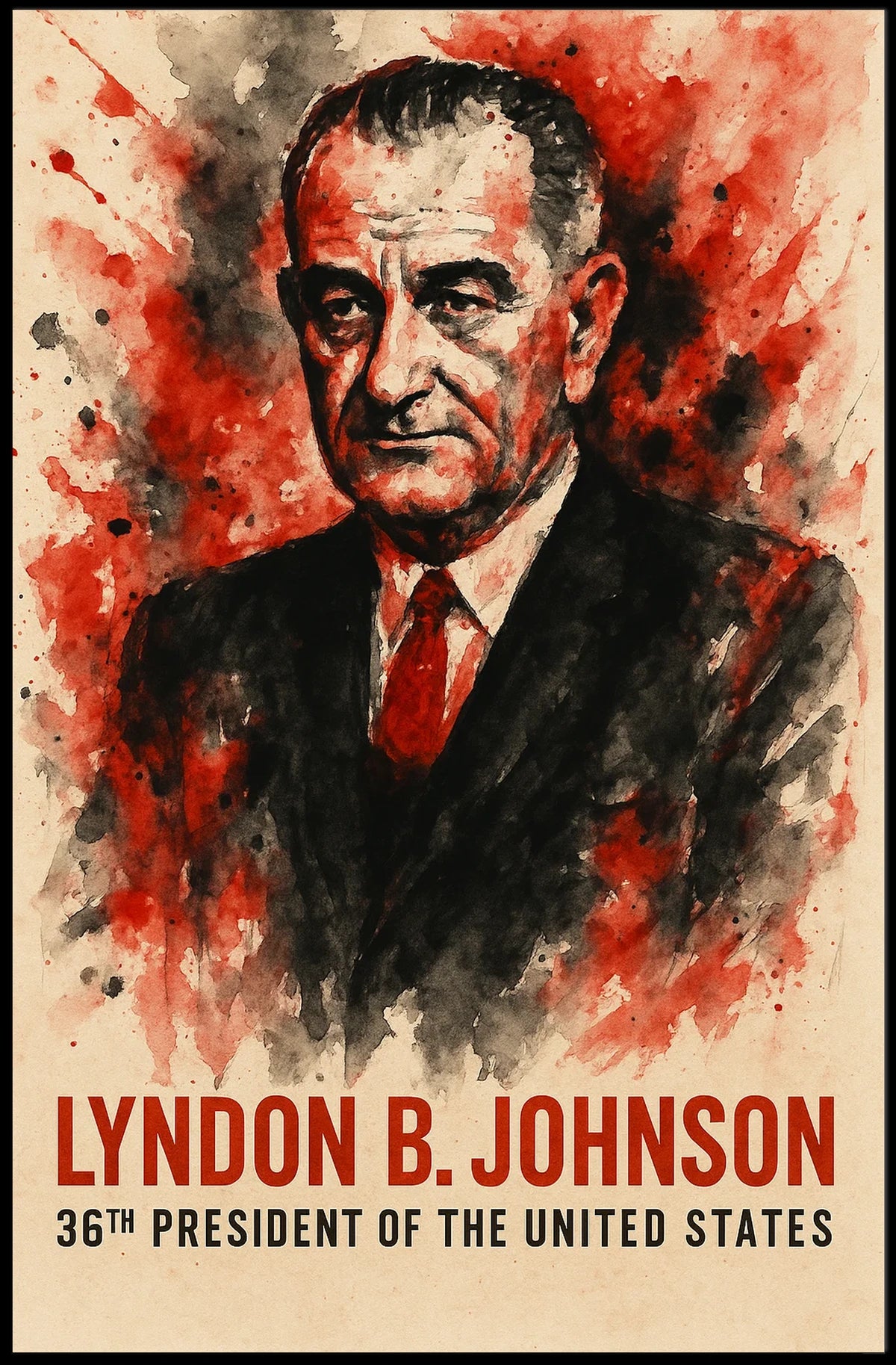 Lyndon B. Johnson Watercolor Presidential Poster