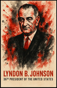 Lyndon B. Johnson Watercolor Presidential Poster