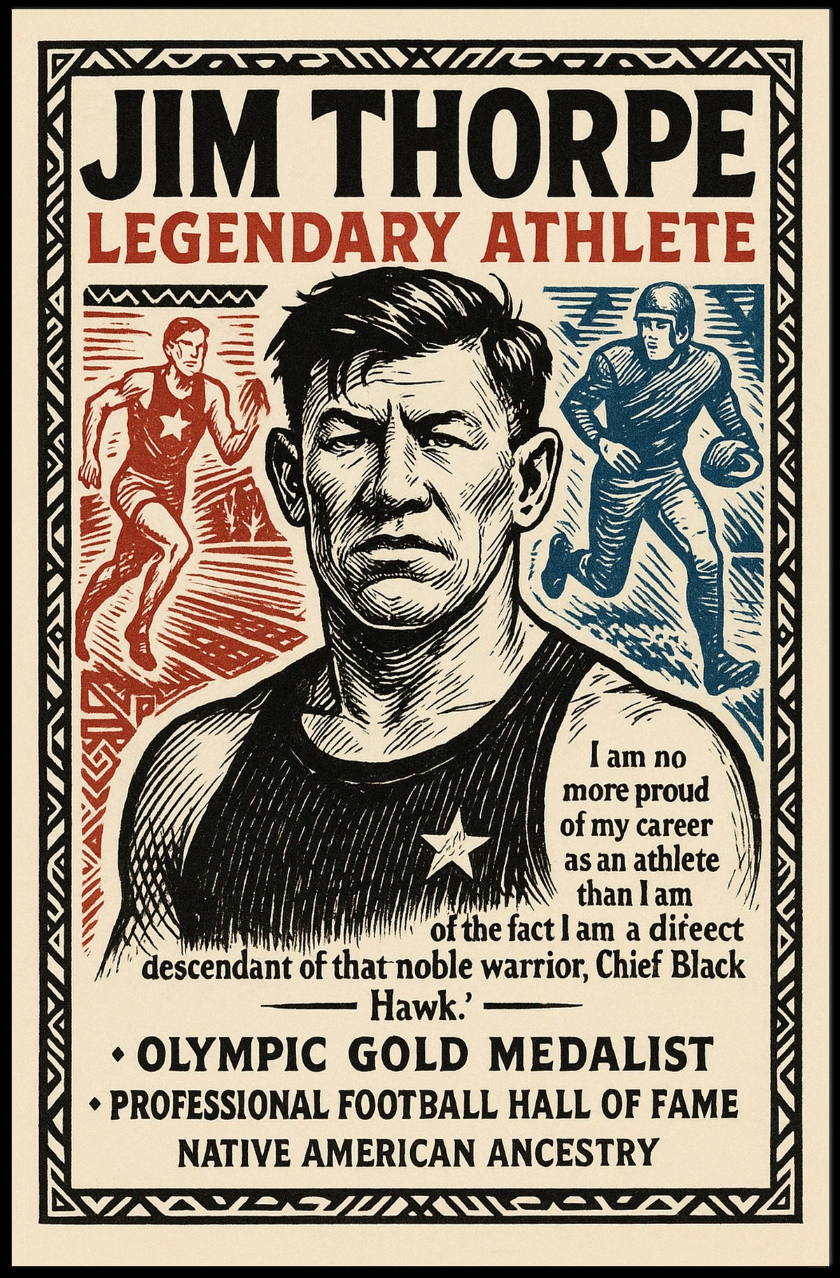 Jim Thorpe Legendary Athlete Poster