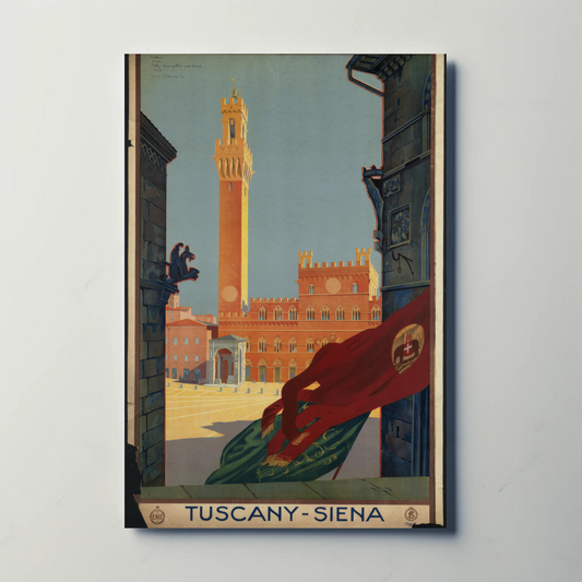 Tuscany Siena Italy Courtyard View Vintage Travel Poster