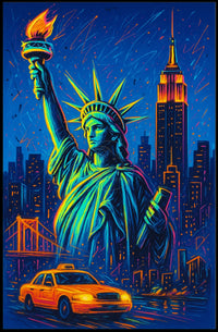 New York City Nightscape Vibrant Urban or Cityscape Poster