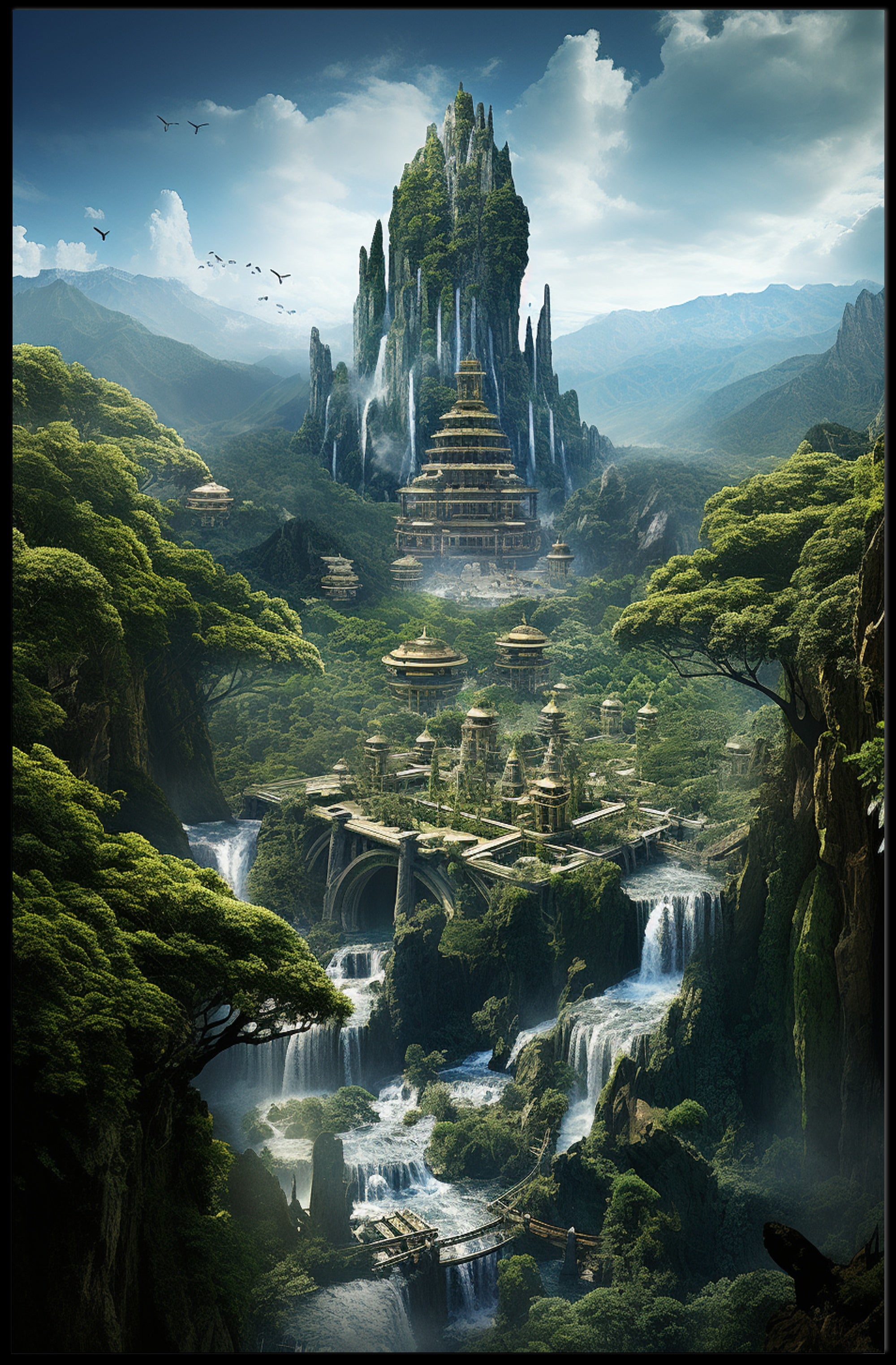 Enchanted Mountain City Poster