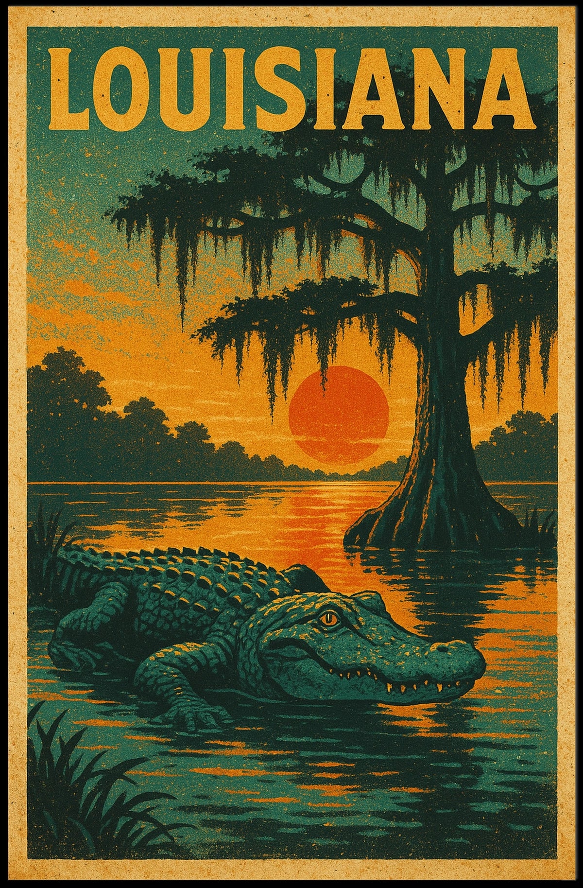 Louisiana Bayou Sunset Poster