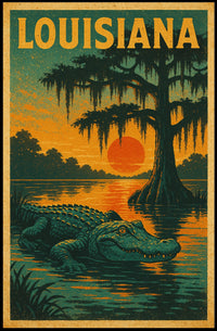 Louisiana Bayou Sunset Poster