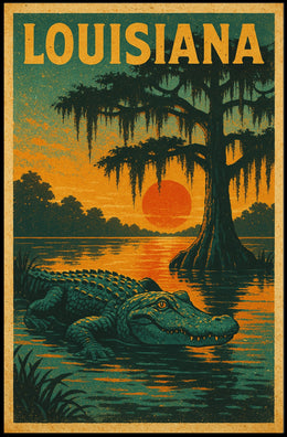 Louisiana Bayou Sunset Poster