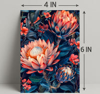 Vibrant Protea Flower Botanical Art Print - Artistic Poster