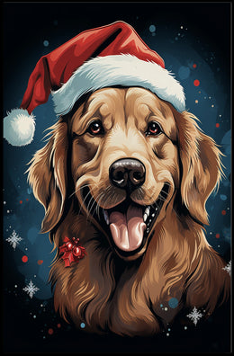 Golden Retriever Festive Christmas Poster: Cheerful Holiday Art