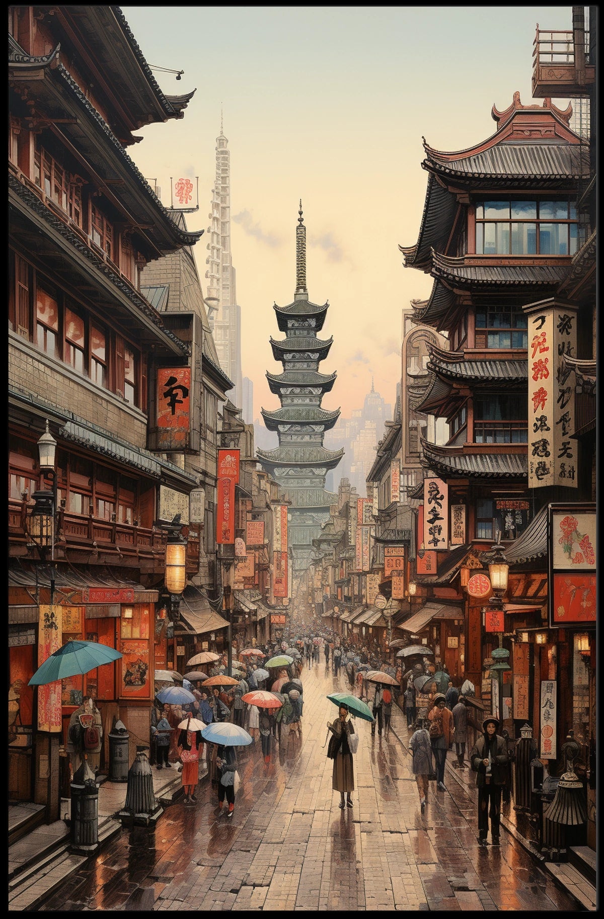 Cultural Harmony in Vibrant Urban Cityscape - Cultural or Heritage Poster