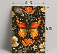 Vibrant Butterfly and Flowers Decorative Animal Poster