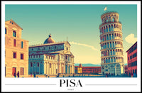 Pisa Italy Landscape Art Print Travel Poster