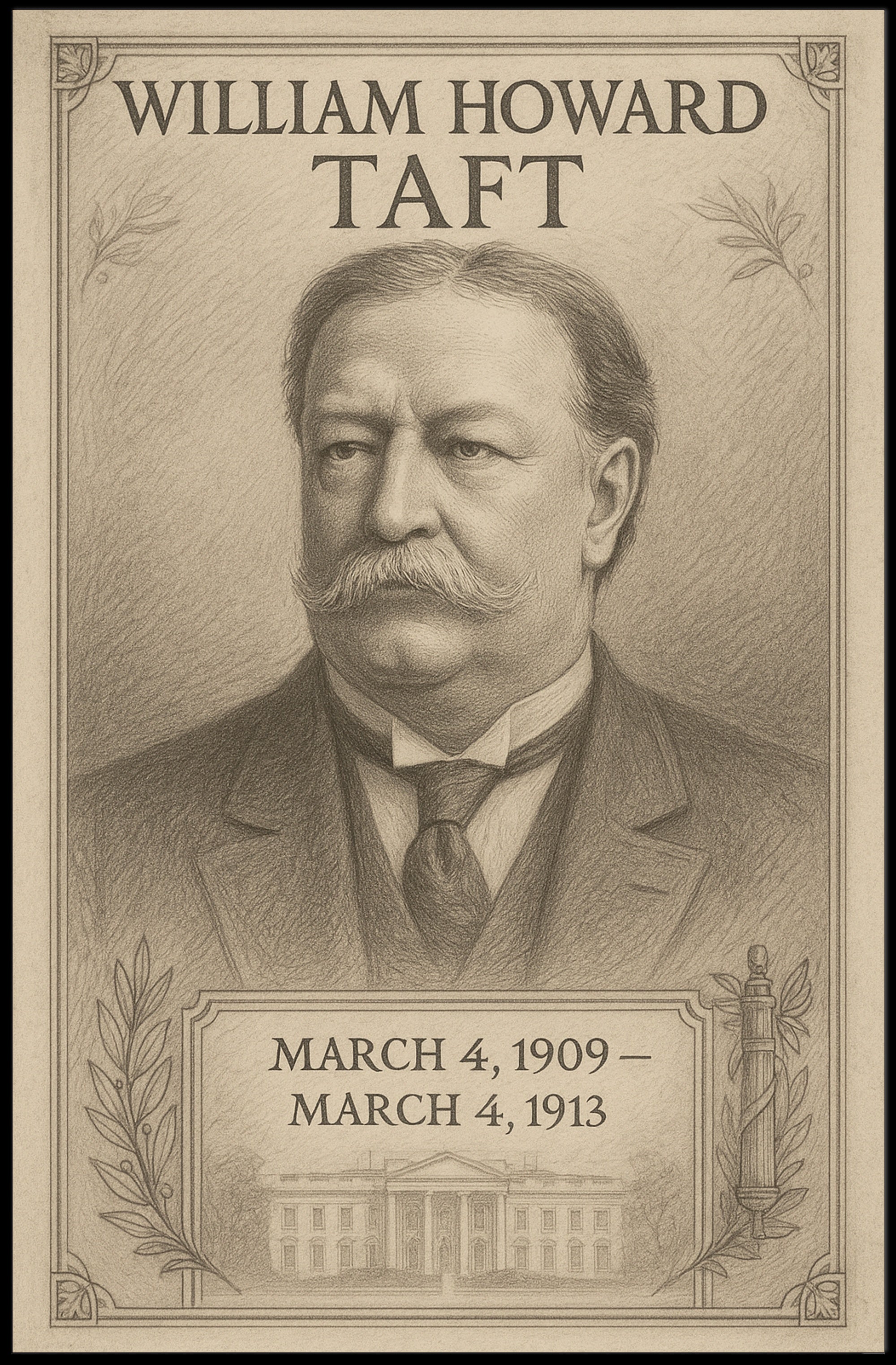 William Howard Taft 27th President Sketch Poster Art Print PosterGoat