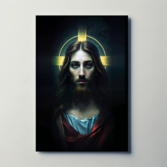 Jesus Christ Glowing Halo Portrait Vintage Travel Poster