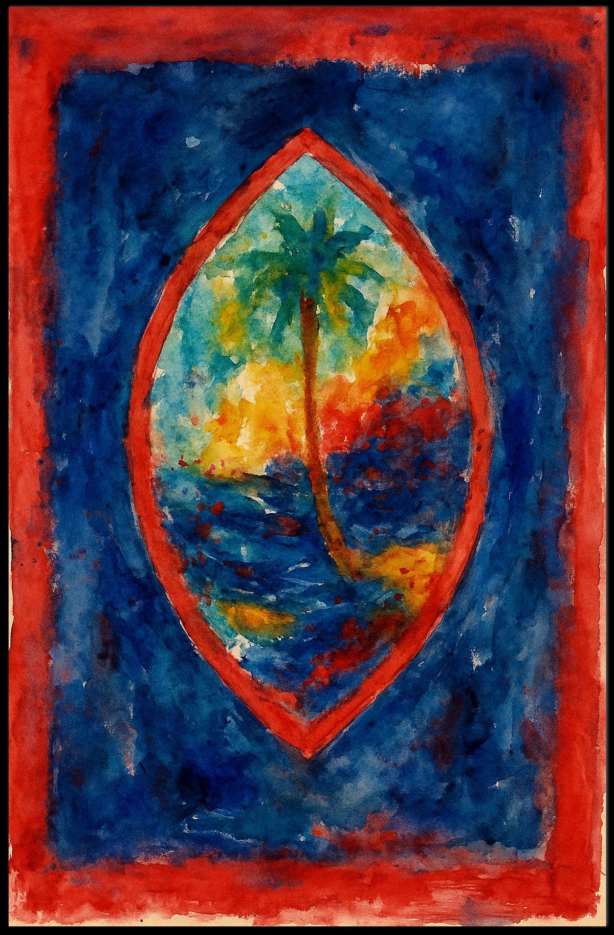 Tropical Oasis In Watercolor Poster