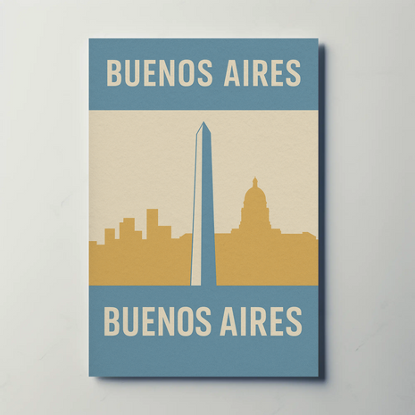 Buenos Aires Iconic Landmarks Retro Travel Poster
