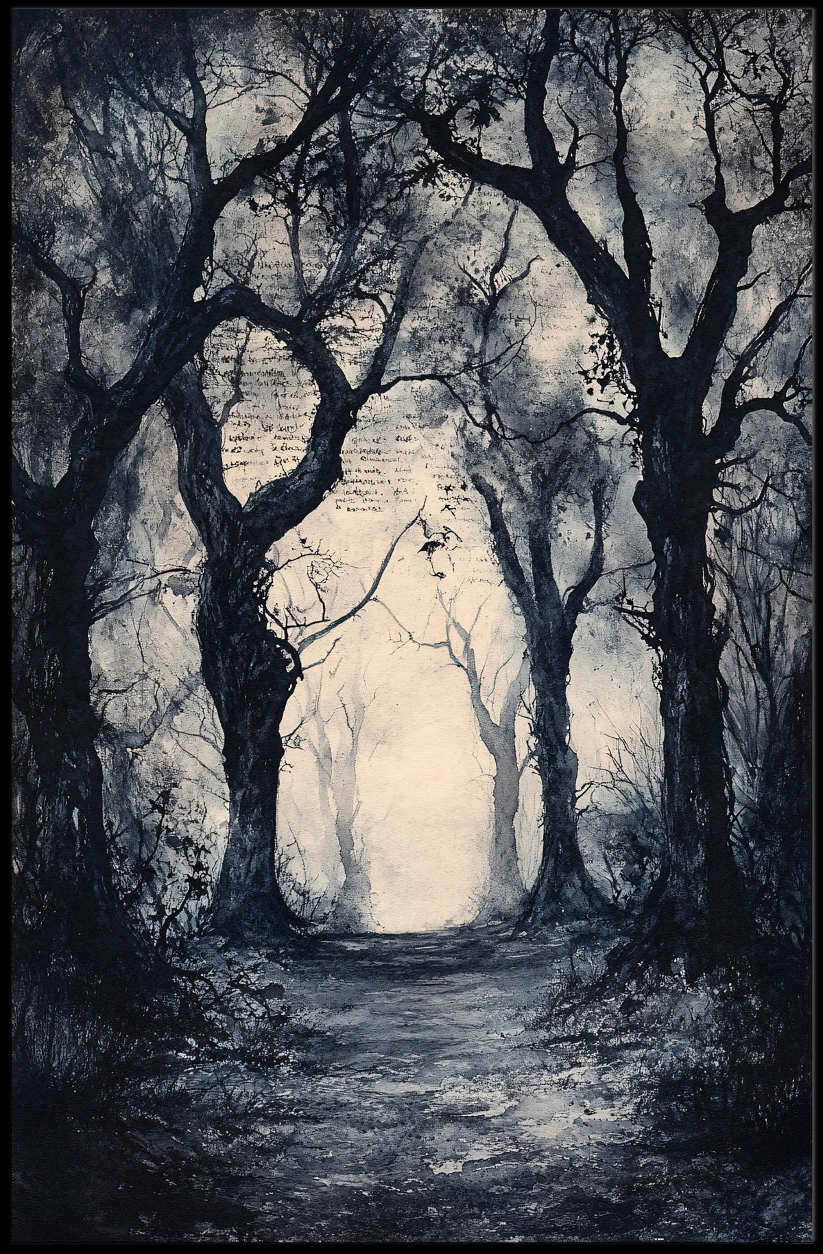 Mysterious Ethereal Forest Scene Artistic Poster