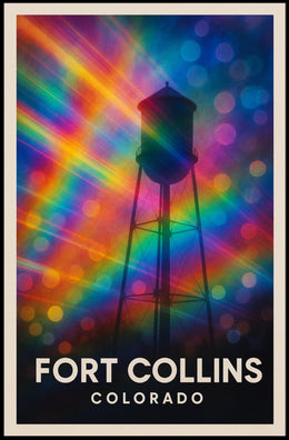 Fort Collins Water Tower Minimalist Realism Decor Poster